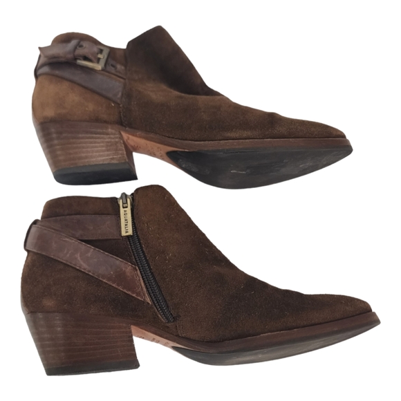 Aquatalia Women's Brown Suede Ankle Boot With Side Buckle Size 6.5 - Picture 2 of 12